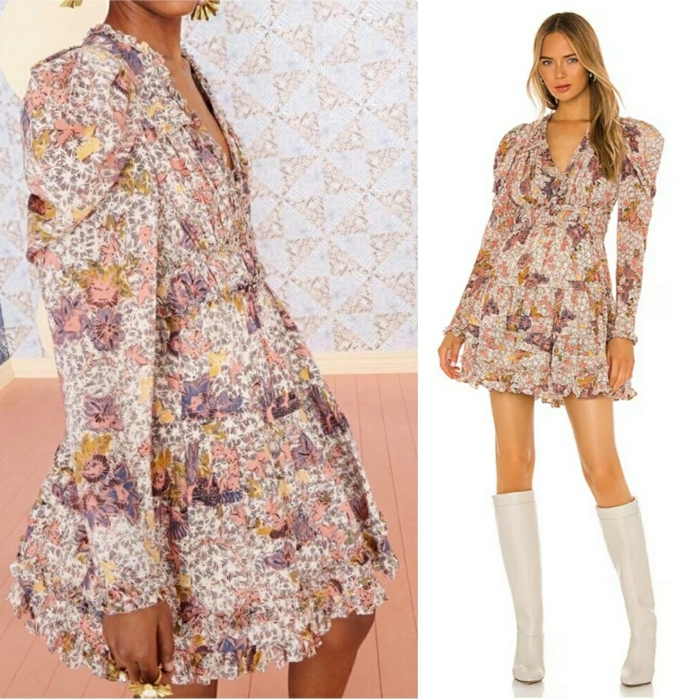 Ulla Johnson Julie dress Mini Floral Long Puff-Sleeve size 4